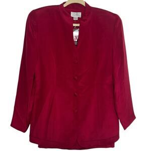 NWT Vintage Deadstock Adrianna Papell Red 100% Silk Skirt Set Size 12